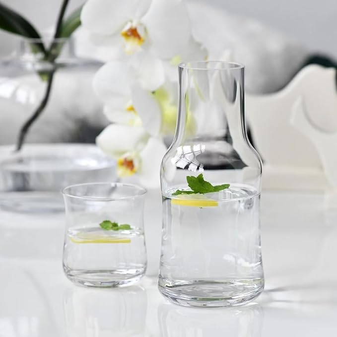 Krosno Water Drinking Night Bedside Water Carafe & Tumbler Set, Set of 2, 20.3 and 6.8 oz, Splendour Collection, Home Restaurant Events Parties, Dishwasher Safe, Gift Idea, Made in Europe