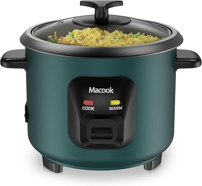 Macook Mini Rice Cooker | 6-Cup (0.6L) Small Rice Maker | One-Button Operation | Non-Stick Inner Pot | Automatic Keep Warm & Overheat-Proof | for 1-6 People, Students & Small Families (Green)