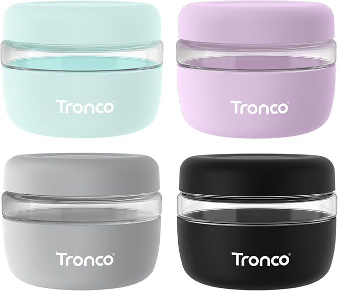 Tronco 16 oz Glass Food Storage Containers with Lids, Airtight, Leak & Spill Proof Glass Lunch Bowls for Meal Prep, Salad, Yogurt, Soup & Stew, Microwave & Dishwasher Safe, BPA-Free, Set of 4