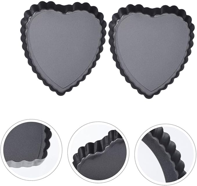 PRETYZOOM 6PCS Nonstick Mini Heart Shaped Tart Pans with Removable Bottom for Easy Release for Baking Cakes Pies and Desserts Valentine's Day and Special Occasions