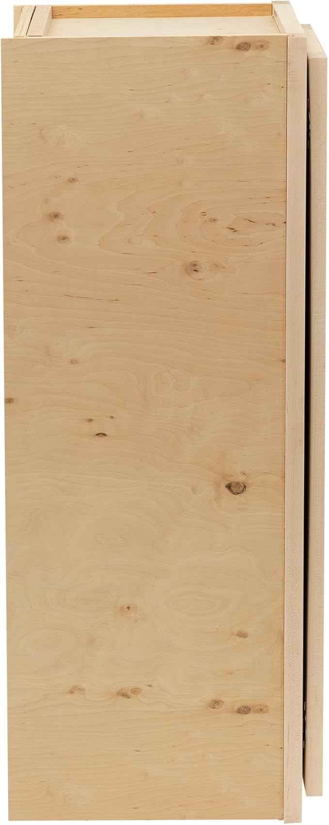 Quicklock RTA (Ready-to-Assemble) 42" Tall Wall Kitchen Cabinets - Shaker Style | 100% Hardwood | Made in America | Soft Close Hardware (Raw Maple, 12" D x 12" W x 42" H)