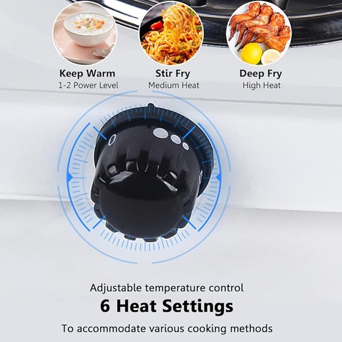 Compact and Portable Countertop Burner- Countertop Double Coiled Burner 2000 Watts Electric Hot Plate Temperature Controls White