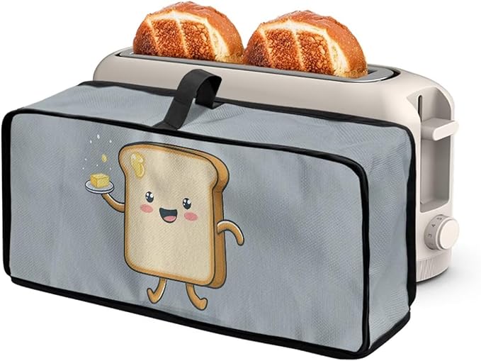 Slim Toaster 2 Slice Compact Thin Cover for 2 Slice Slim Toaster Funny Bread Pattern Easy to Fold and Carry Water-Resistant Dust Covers for Kitchen Appliances