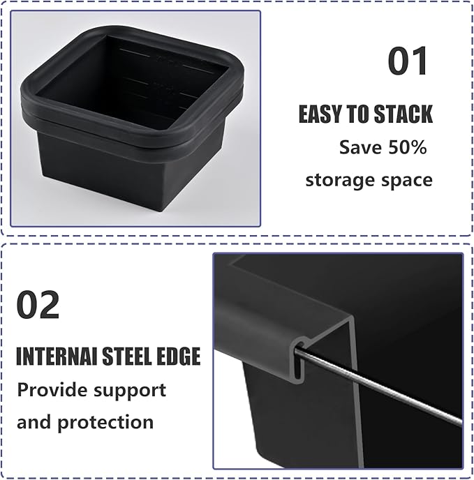 2 Cup Silicone Freezer Trays with Lid 4 Pack Silicone Freezer Molds soup freezer containers Make 4 Perfect Soups, Broths, Stews, Sauces, Curries (Black)