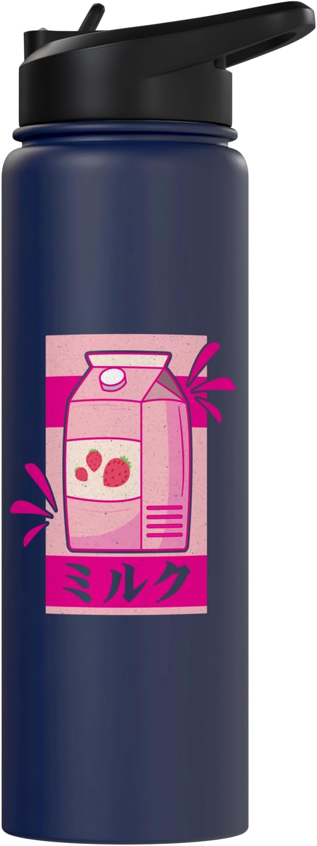 Funny Kawaii Japanese Strawberry Milk Shake Carton Milkshake Stainless Steel Insulated Water Bottle