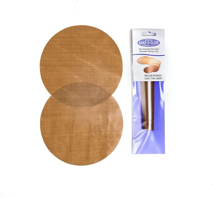 Bake-O-Glide Reusable Non-Stick Pre Cut Circles, Woven Glass Fabric Coated in 100% PTFE, Brown, 9-Inch