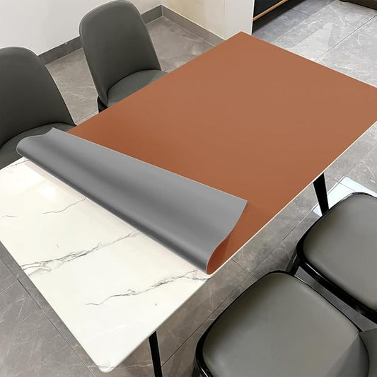 Dining Table Protector Pad for Dining Room Table - Can Be Used On Both Sides Waterproof and Easy to Clean Good Flatness Used for Dining Table(Brown+Gray 54x98)
