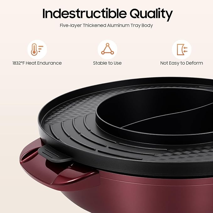 2 in 1 Hot Pot with Grill,Electric Smokeless Grill and Hot Pot BBQ Grill Soup Shabu Pot Household Electric Barbecue Plate Frying Cook Grill,2200W