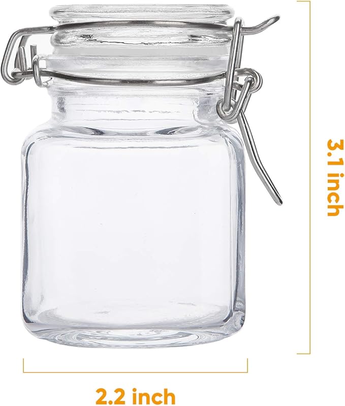 Flrolove Spice Jars 30 Pack 4oz Square Glass Jars with Leak Proof Rubber Gasket & Hinged Lid,Small Glass Containers with Airtight Lids for Home, Party Favors