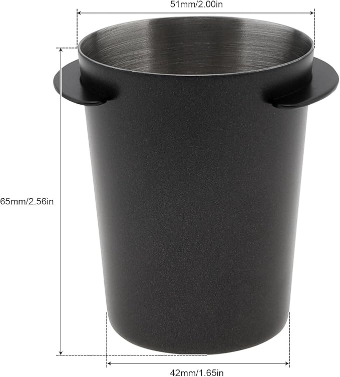 Coffee Dosing Cup 51mm, Espresso Coffee Dosing Cup, Stainless Steel Dosing Cup Compatible with All 58mm Portafilter,Coffee Powder Cup, Coffee Powder Feeder (1, Black, 51mm)