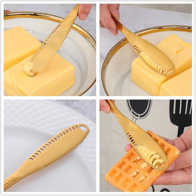 4 Sides Box Grater For Kitchen,Stainless Steel Cheese Grater With Handle,Multi-Function Vegetable Slicer Food Shredder For Chees,Ginger,Vegetables,Dishwasher Safe, Gold