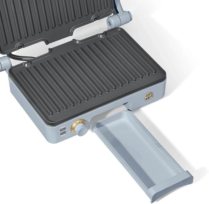 Panini Press Indoor Grill 1 2-in-1200W Non-Stick Removable Plates Sandwich Maker by Drew Barrymoree. (Cornflower Blue)
