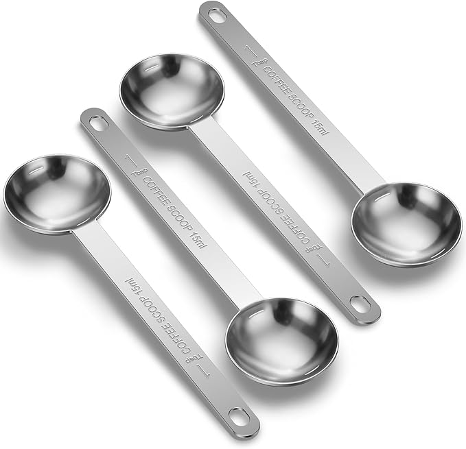 4PCS Coffee Scoop Spoons, 15ML (1 Tablespoon) Stainless Steel Measuring Spoons with Long Handle, Durable Coffee Scoopers for Ground Coffee, Tea and Baking Powder