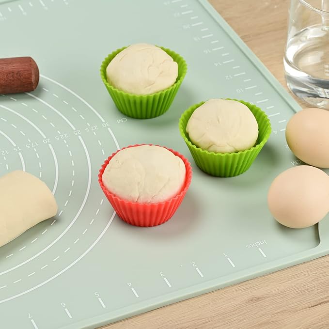 Silicone Pastry Mat 28"*20" Extra Thick Non Stick Baking Mat Food Grade Silicone Dough Rolling Bake Mat with Edge Heightening Green