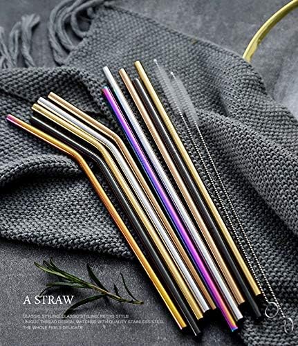 100Pcs Rainbow Reusable Stainless Steel Metal Straws for Bulk Order. NiceCaTeLe 8.5” Kids Toddler Baby Child Drinking Straws for 20oz Tumblers Yeti Dishwasher Safe(8.5" Long, Rainbow-100pcs Straight)