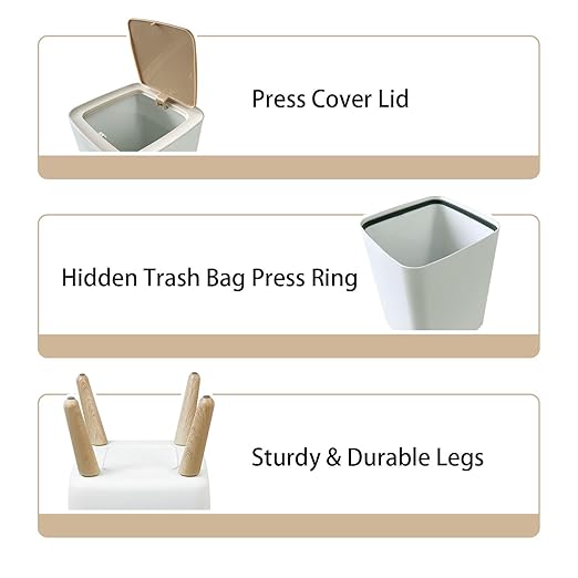 Small Trash Can with Lid Beautiful Color Chairs Beach Wastebasket with Press Cover Dog Proof Garbage Can Waste Bin for Kitchen Bathroom Nursery 2.6 Gallon
