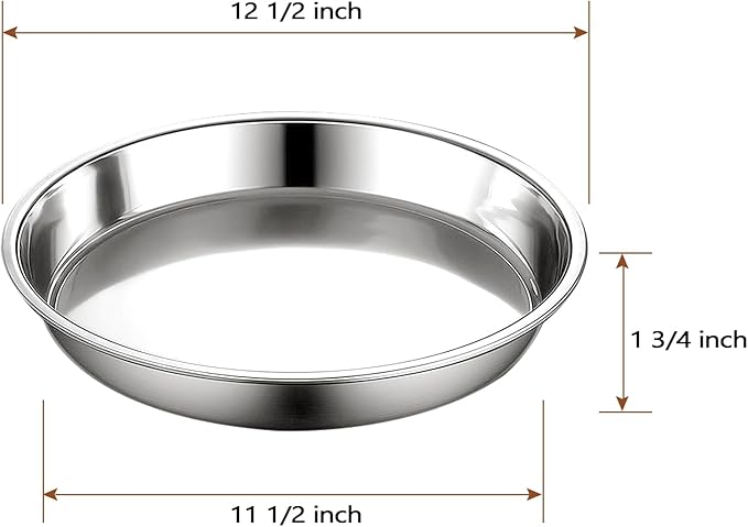 Vankey 12in Deep Dish Drip Pan, Stainless Steel Pizza Pan Fits For Kamado Joe, Roast Pan For Big Size Green Egg & Acorn & Weber Grills & Smokers