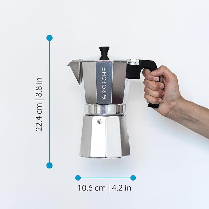 GROSCHE Milano Moka Pot | 9 Espresso Cup - 15.2 oz | Stovetop Espresso Percolator & Coffee Maker – Portable, Ideal for Home and Camping
