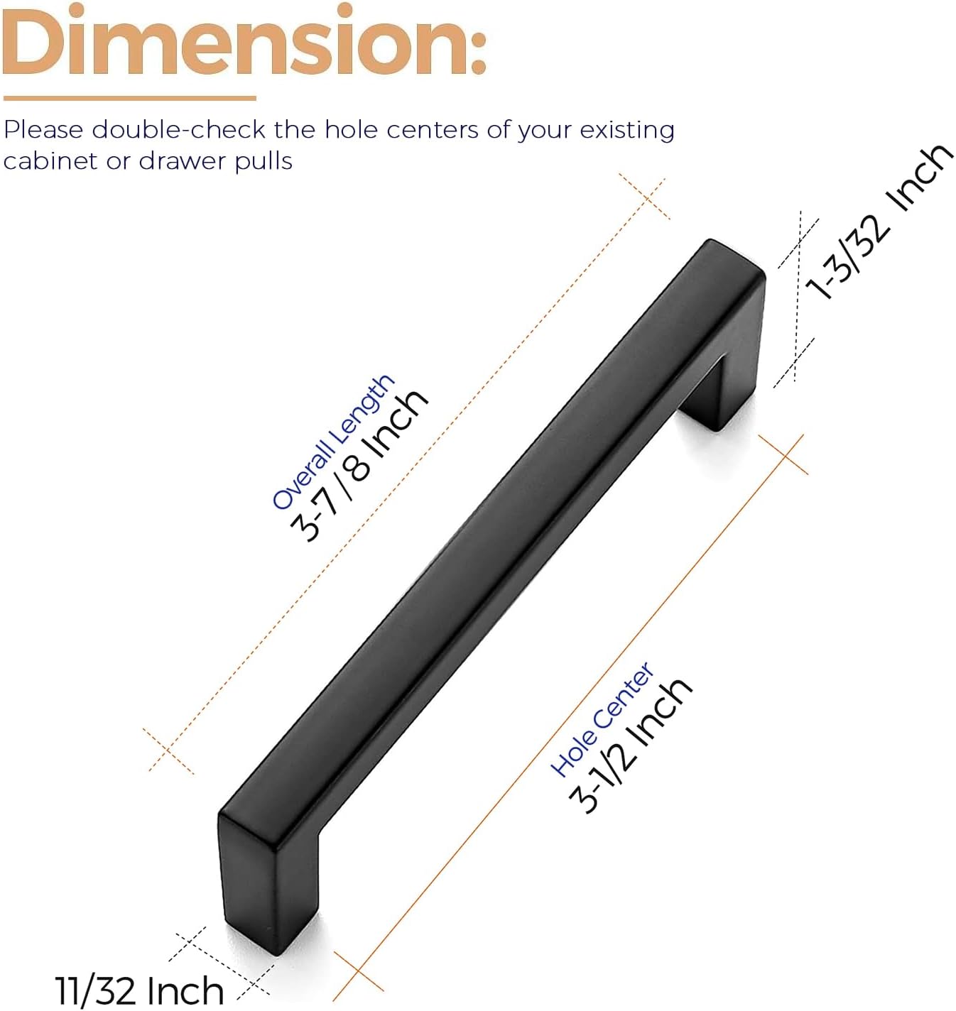 Ravinte 15 Pack Solid 3-1/2 Inch Center to Center Slim Square Bar Drawer Handles - Cabinet Hardware in Matte Black - Kitchen Handles and Pulls