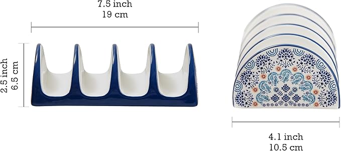 Bico Blue Talavera Taco Tuesday Set, Tortilla Warmer and Taco Holder, Microwave and Dishwasher Safe