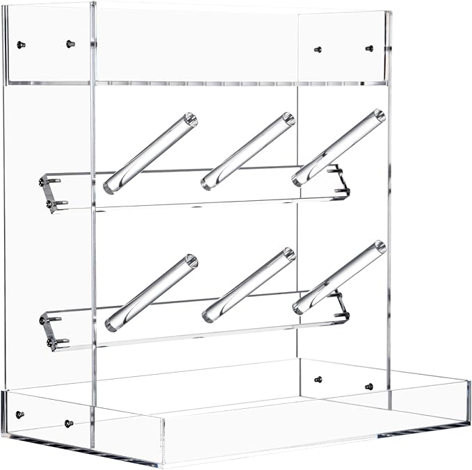 Baby Bottle Drying Rack Space Saving Acrylic Vertical Bottle Dryer Rack with Drip Tray - Clear Kitchen Countertop Storage Organizer–Fast Drying and Easy Cleanup - 10.3 x 6.3 x 10.6 in
