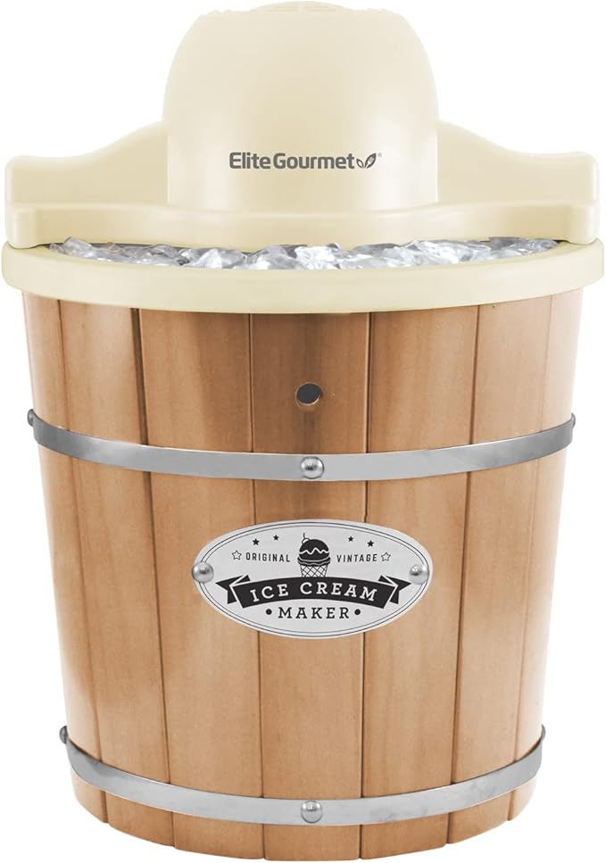 Elite Gourmet EIM-924LX 4 quart Old Fashioned Electric Ice Cream Maker, Pine Bucket