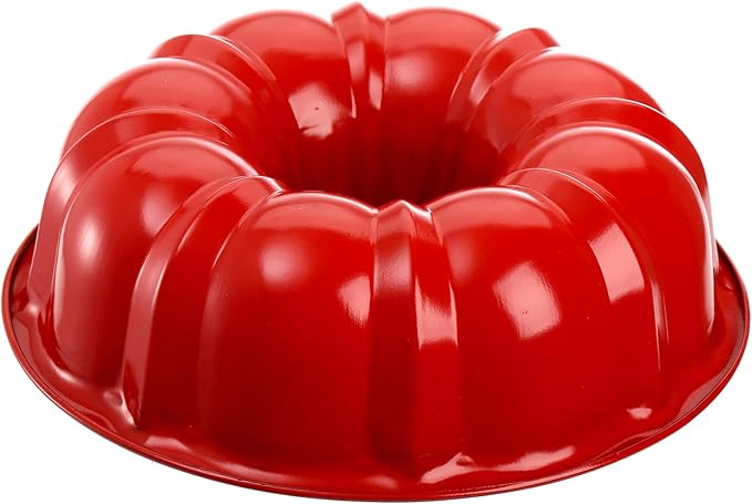 Tosnail Set of 3 Non-Stick Fluted Cake Pan, Tube Pan Round Cake Pan Steel Baking Pan Instant Pot Bakeware - 7", 8.5", 9.5", Red