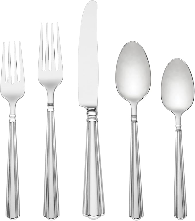 Lenox Amber Hill 65-Piece Flatware Set, 9.65 LB, Metallic