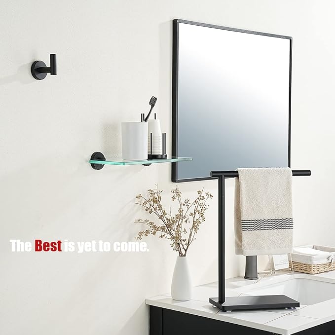 JQK Bathroom Glass Shelf Black, Tempered Glass Shower Storage 12 by 5 inches, 304 Stainless Steel Matte Black Wall Mount 2 Pack, TGS101L12-PB-P2