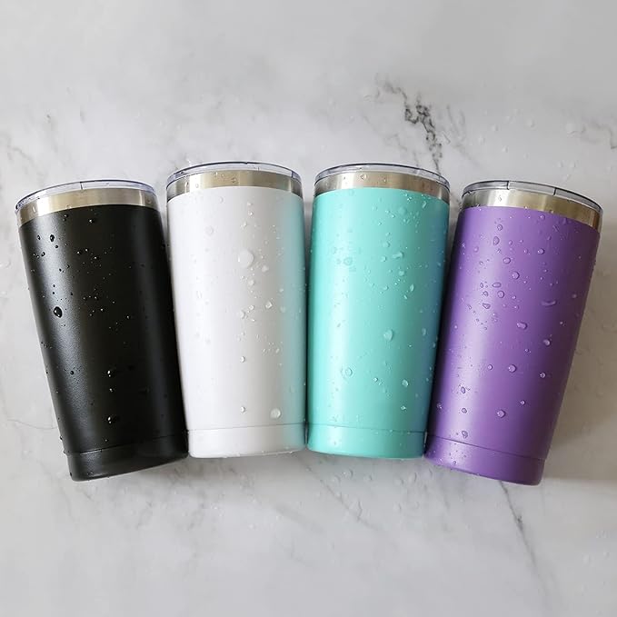 25 Pack 20oz Tumbler Vacuum Insulated Travel Mug with Lids, Stainless Steel Double Wall Bulk Cup for Home, Office, Outdoor Suitable for Vehicle Cup Holders Black