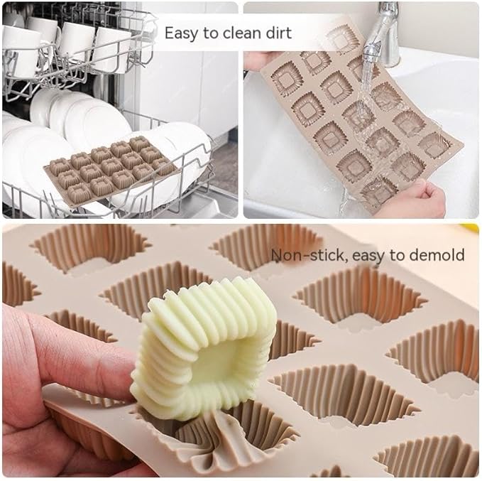 Cube Cake Silicone Mold | 1.6" x 1.6" x 0.8" 3D Square Mini Mousse Cake Baking Mold, French Dessert Molds for Chocolate, Jello, Brownie Bites, Ice Cream Cube, 15-Cavity