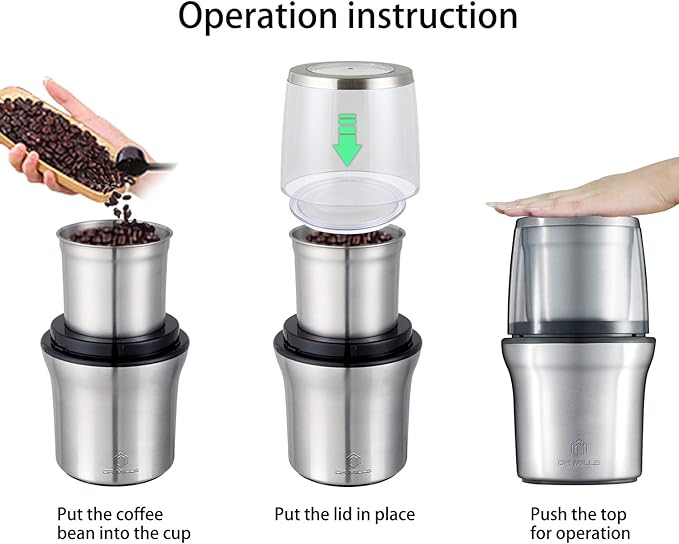 DR MILLS DM-7412N Coffee Grinder Electric and Spice Coffee Grinder with Removable SUS304 Stainless Steel Washable Cup