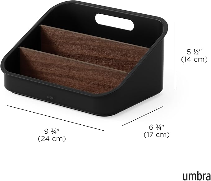Umbra Bellwood Packet Organizer, Divided Tray for Pantry Ingredients and Other Small Items, Made of Durable Plastic and Wood, Walnut/Black
