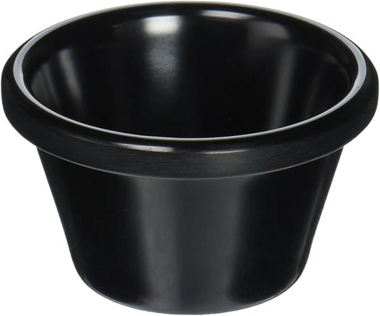 Winco Commercial-Grade Plastic Ramekin / Dipping Sauce Cup, Smooth, 4 Ounce, Black (12 Pack)