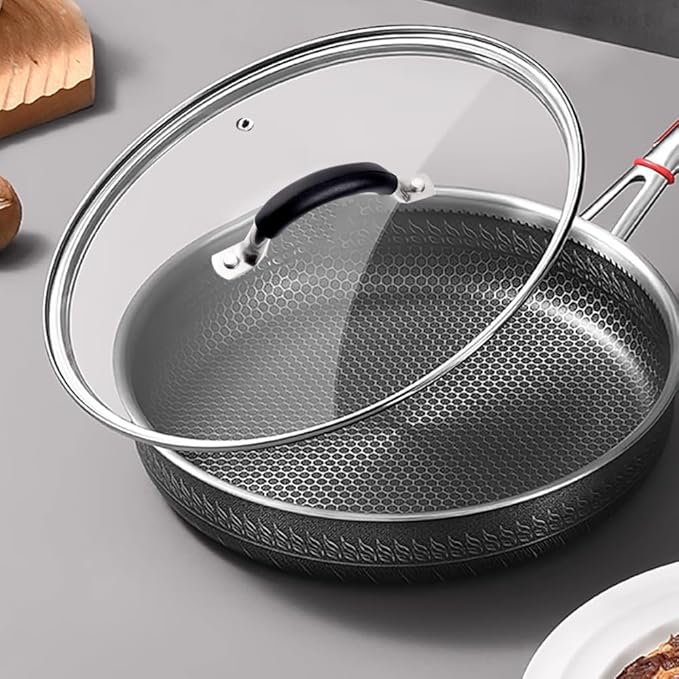10.25 Inch Tempered Glass Lid for Lodge 10.25" Cast Iron Skillets & 5QT Dutch Ovens -Stainless Steel Handle and Rim (10.25 INCH LID)