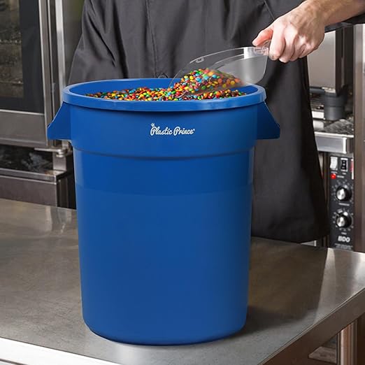 PLASTIC PRINCE 20 Gallon Round Trash Can Container Blue Plastic Commercial Garbage Bin for Home Garage Restaurants Warehouses