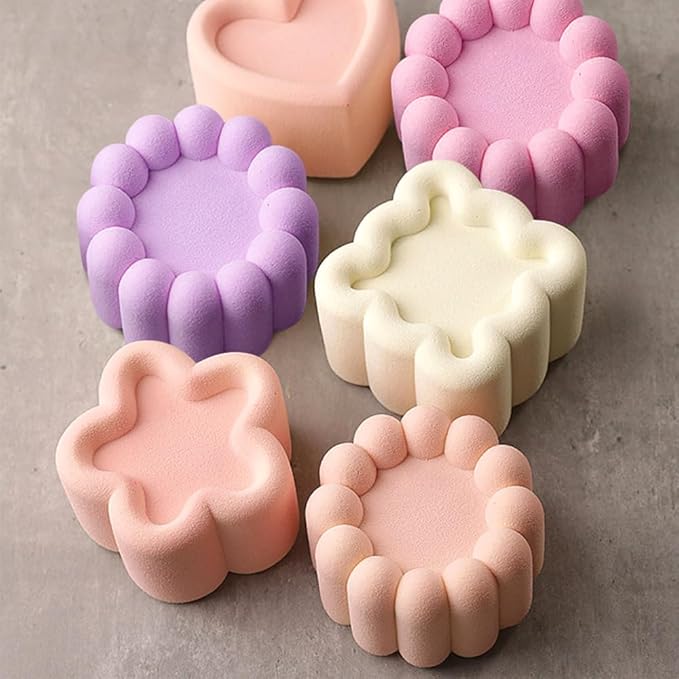 4pcs Nonstick Silicone Molds for Baking Supplies, Square Star Heart Flower Cake Mold Silicone Cake Molds for Pudding Mousse Chocolate Jelly Muffin Bread Cheesecake Baking Pan Fancy Cakes Pastry Mould