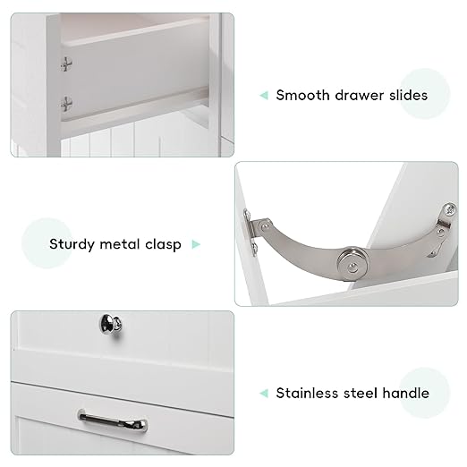 Betterhood Double Tilt Out Trash Cabinet with Power Outlet, 10 Gallon Trash Cabinet with Storage,Pet Proof Trash Can with 2 AC & USB Sockets for Kitchen,Living Room (White, Double Door)