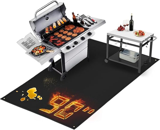 TOHONFOO 90 x 48 in Extra Large Grill Mat for Outdoor Grill - Grilling Mats for Outdoor Grill to Protect The Deck, Patio, Pavers - Easy to Clean BBQ Mats - 0.6mm