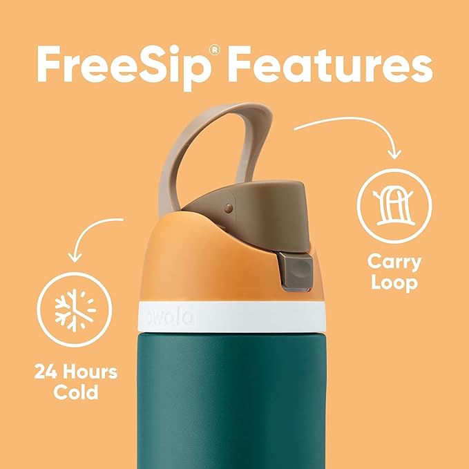 Owala FreeSip Insulated Stainless Steel Water Bottle with Straw for Sports, Travel, and School BPA-Free Sports Water Bottle, 24 oz, Surfs Edge | Insulated, with Straw, for Sports, Travel, and School, BPA-Free