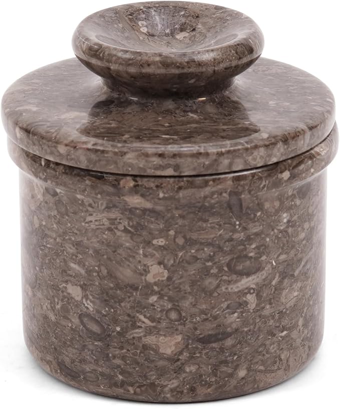 Marble Butter Keeper with Lid Oceanic 4.25 Inch, Handmade French Butter Crock with Water for Soft Butter Storage, Butter Dish for Kitchen Countertop, Butter Bell, Perfect Gift for Mother’s Day