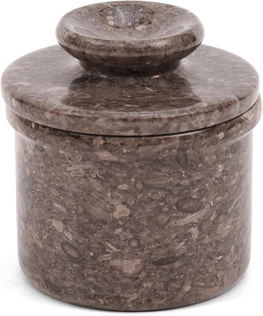 Marble Butter Keeper with Lid Oceanic 4.25 Inch, Handmade French Butter Crock with Water for Soft Butter Storage, Butter Dish for Kitchen Countertop, Butter Bell, Perfect Gift for Mother’s Day