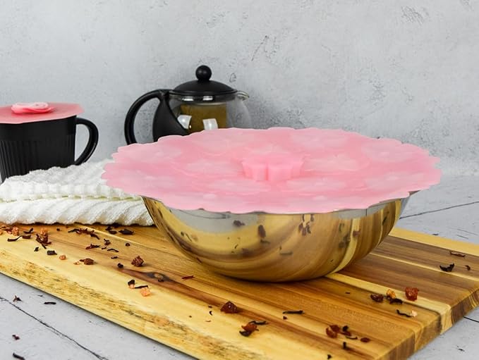 Charles Viancin Silicone Lids - Geranium Silicone Bowl Covers/Airtight Universal Pan Lids (9 Inch Light Pink)