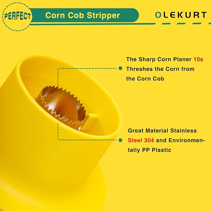 Corn Stripper and Peeler Tool with Bowl, Quick & Safe Corn Kernel Cutter for Shucking Corn on Cob, Comes with Non-Slip Safety Handle (Yellow)