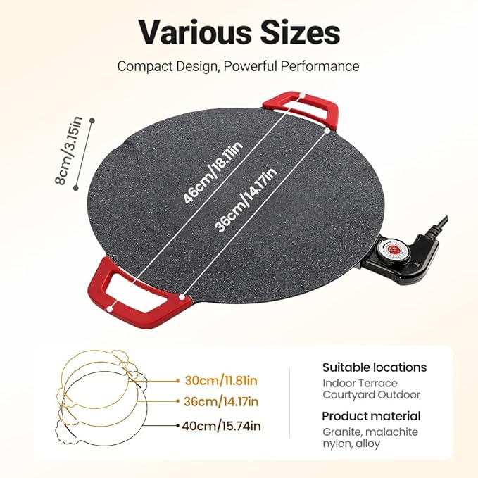 Electric Indoor Smokeless Non-stick Grill Pan, 2026 Upgraded Smokeless Indoor Electric Grill & Nonstick Griddle Compact & Versatile Cooking for Steaks, Pancakes, and BBQ (14 Inches)