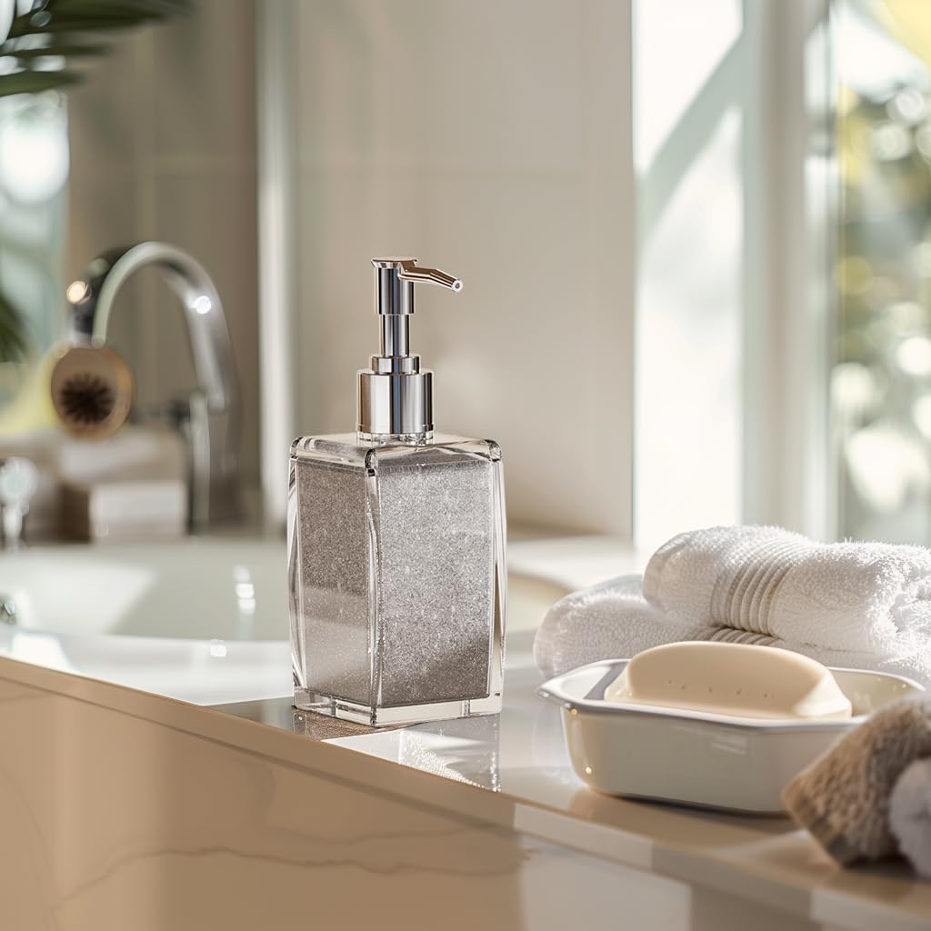 White Soap Dispenser with Refillable Plastic Pump for Bathroom Sink or Kitchen Counter, Ideal for Hand Soap, Liquid Soap, Dish Soap, or Lotion Use