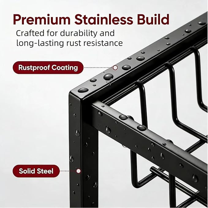 2 Tier Stainless Steel Dish Drying Rack with Auto-Draining Drainboard, Utensil Holder, Detachable & Space Saving Kitchen Counter Organizer, (Black),Chaos Coordinator Gifts