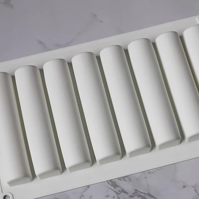 3D Cylindrical Silicone Mold for Baking Mousse,3D Silicone Baking Molds for Cakes French Dessert Mold for Pastry Chocolate Silm Bar Cake Decoration Mold(8-Cavity)