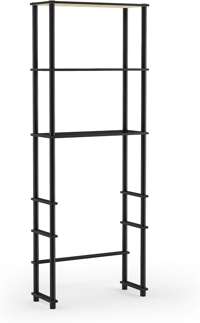 Furinno Turn-N-Tube with 3 Shelves Toilet Space Saver, Espresso/Black