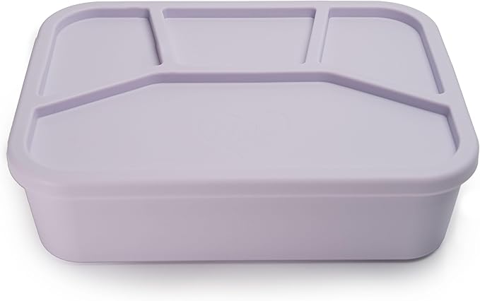 Ullabelle Leak Proof Bento Box Food-Grade Silicone Bento, BPA, Phthalate, Lead, & PVC Free - Bento Lunch Box for Daycare, Kids, & Adults - Leak Resistant Sets With Lids Snack Box Container (Lilac 4)